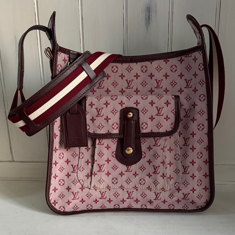 Louis Vuitton Burgundy and Cream Monogram Shoulder Bag
